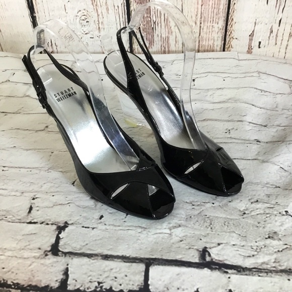 Stuart Weitzman Shoes - Vintage Stuart Weitzman Lucite Heel Peep Toe Slingback Sandals